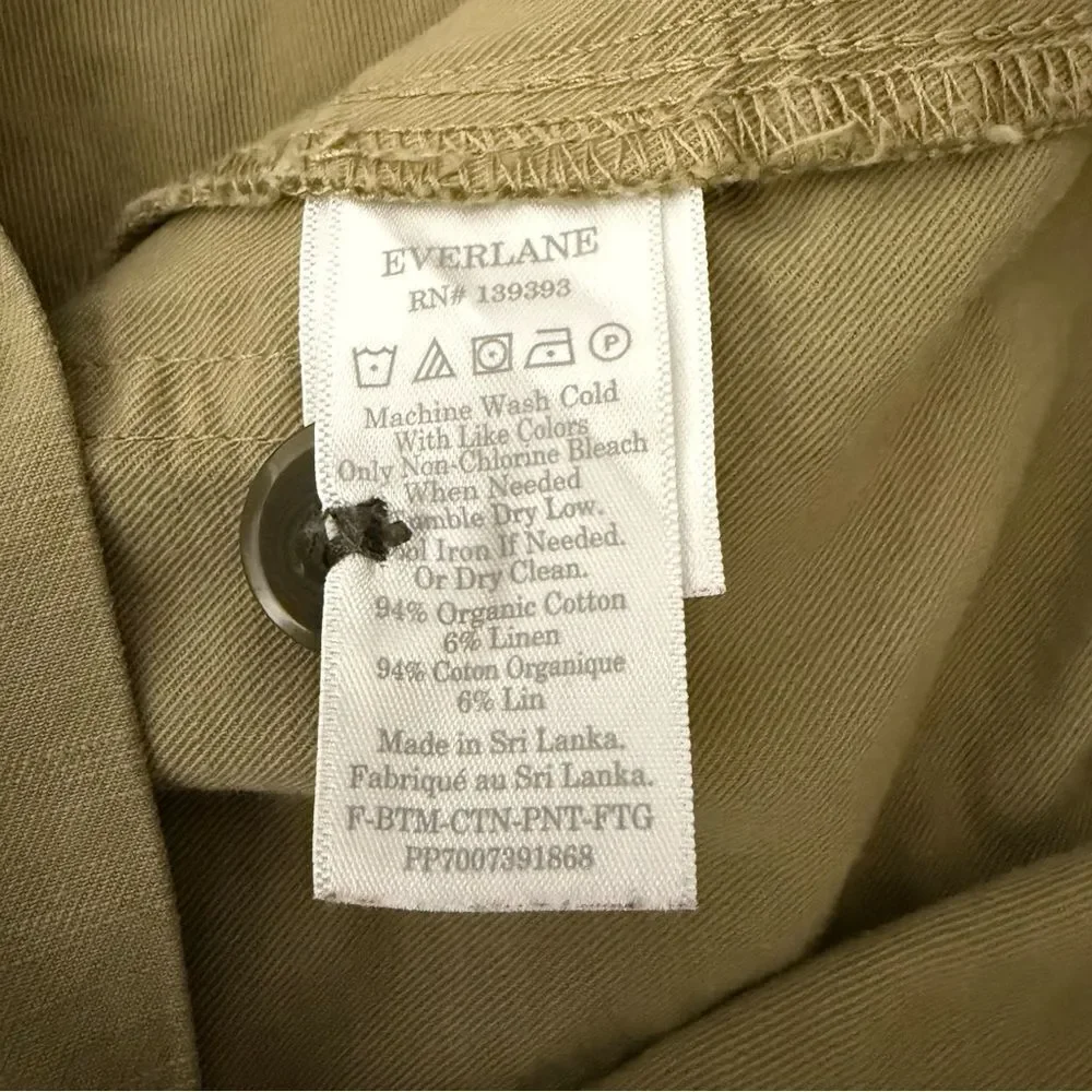 Everlane Fatigue Barrel Pants Womens 0 Tan Khaki High Rise Organic Cotton Linen